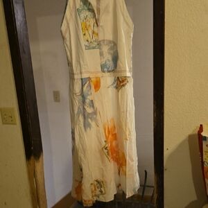 Pilcro White and Multicolor Printed Midi Dress